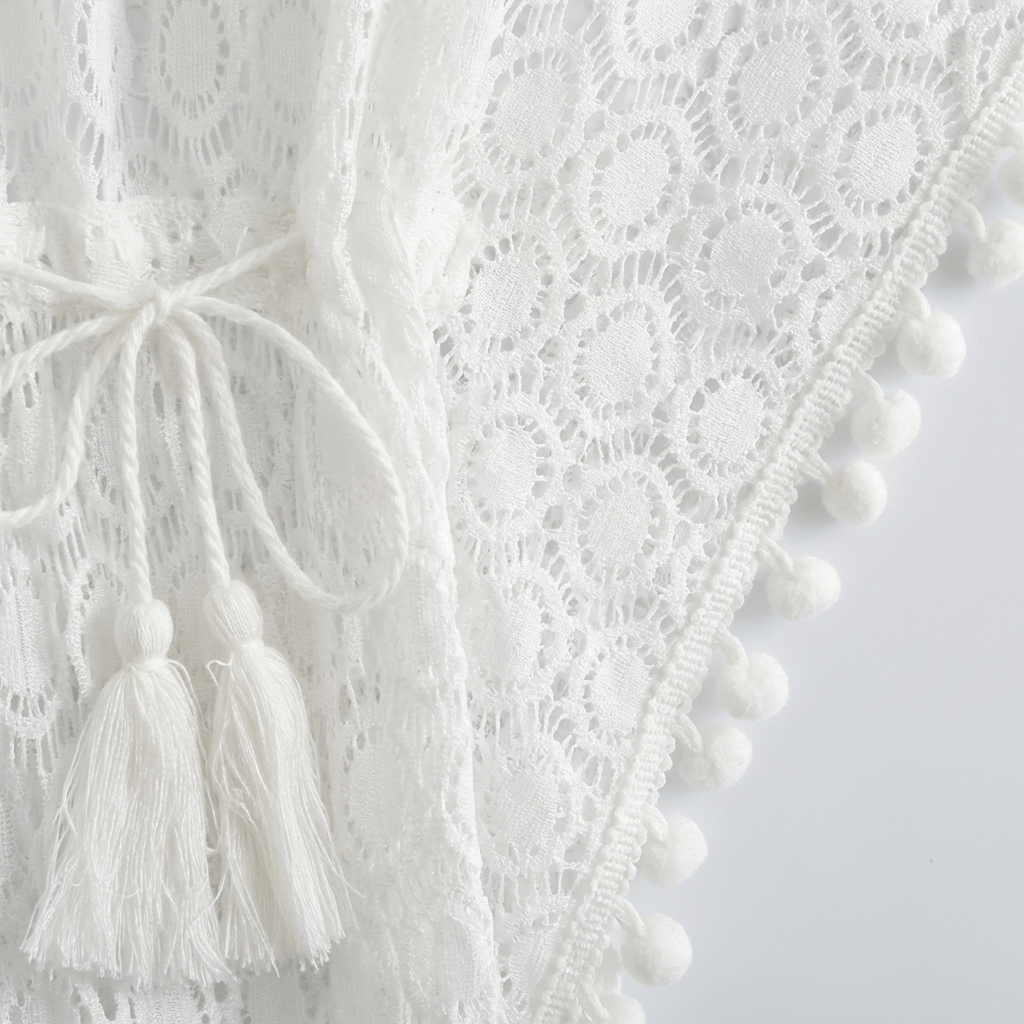Kimono De Plage Blanc Dentelle