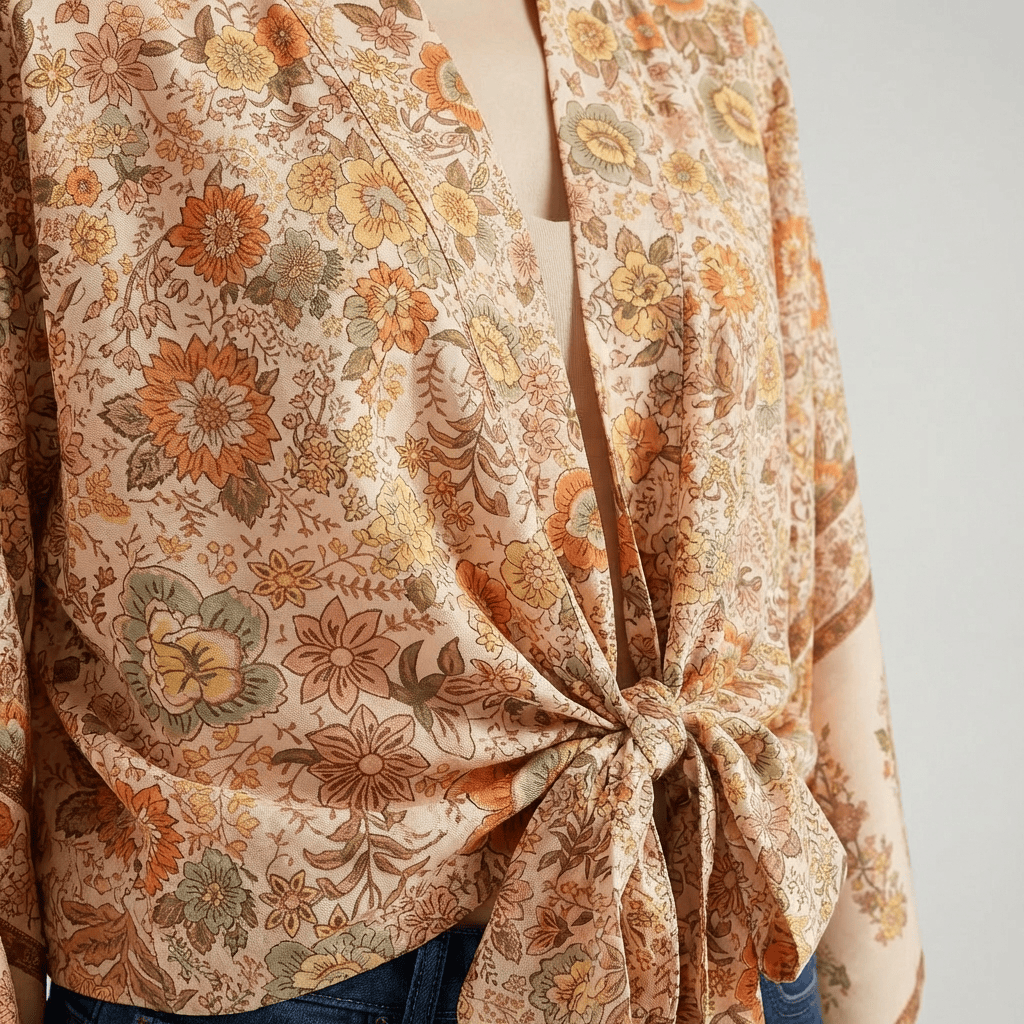 Veste Kimono Beige Femme