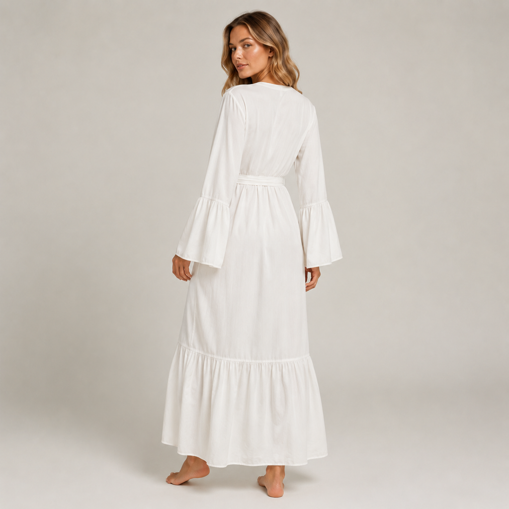 Kimono Pour La Plage Long Blanc