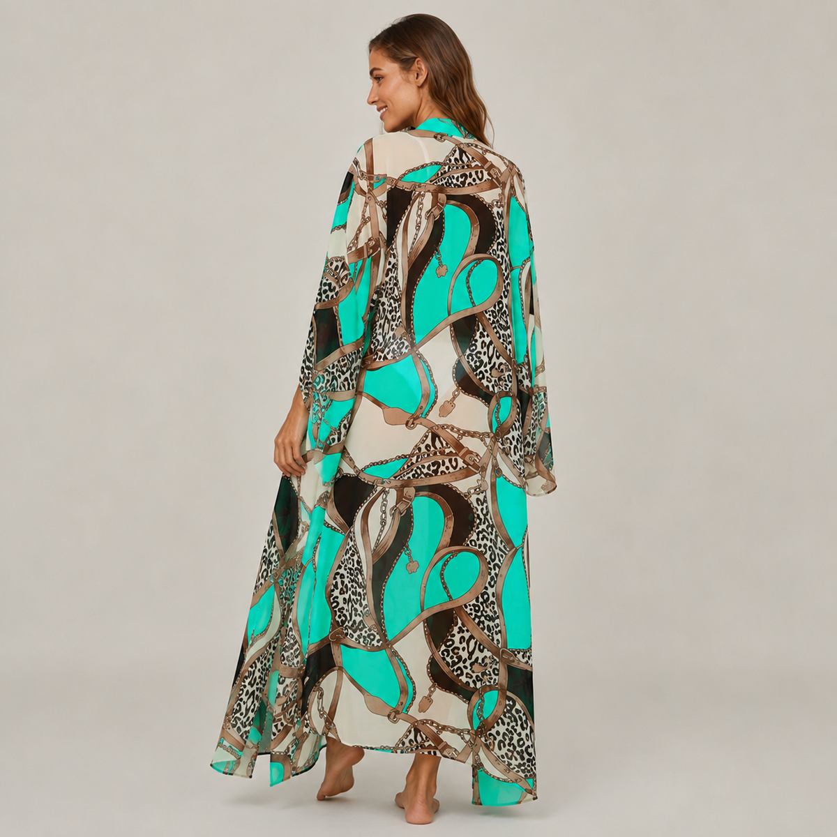 Femme Kimono Long En Mousseline