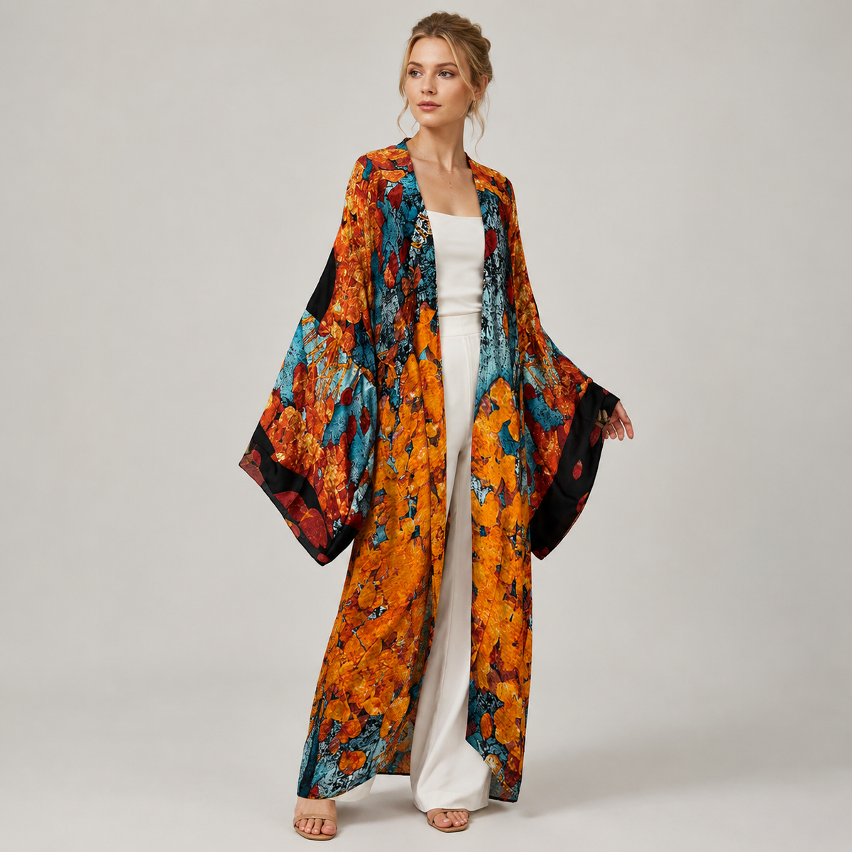 Kimono Imprimé À Manches Chauve-Souris