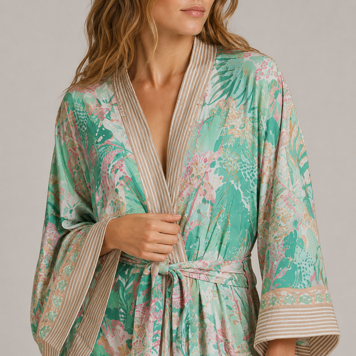 Kimono Long Floral En Mousseline