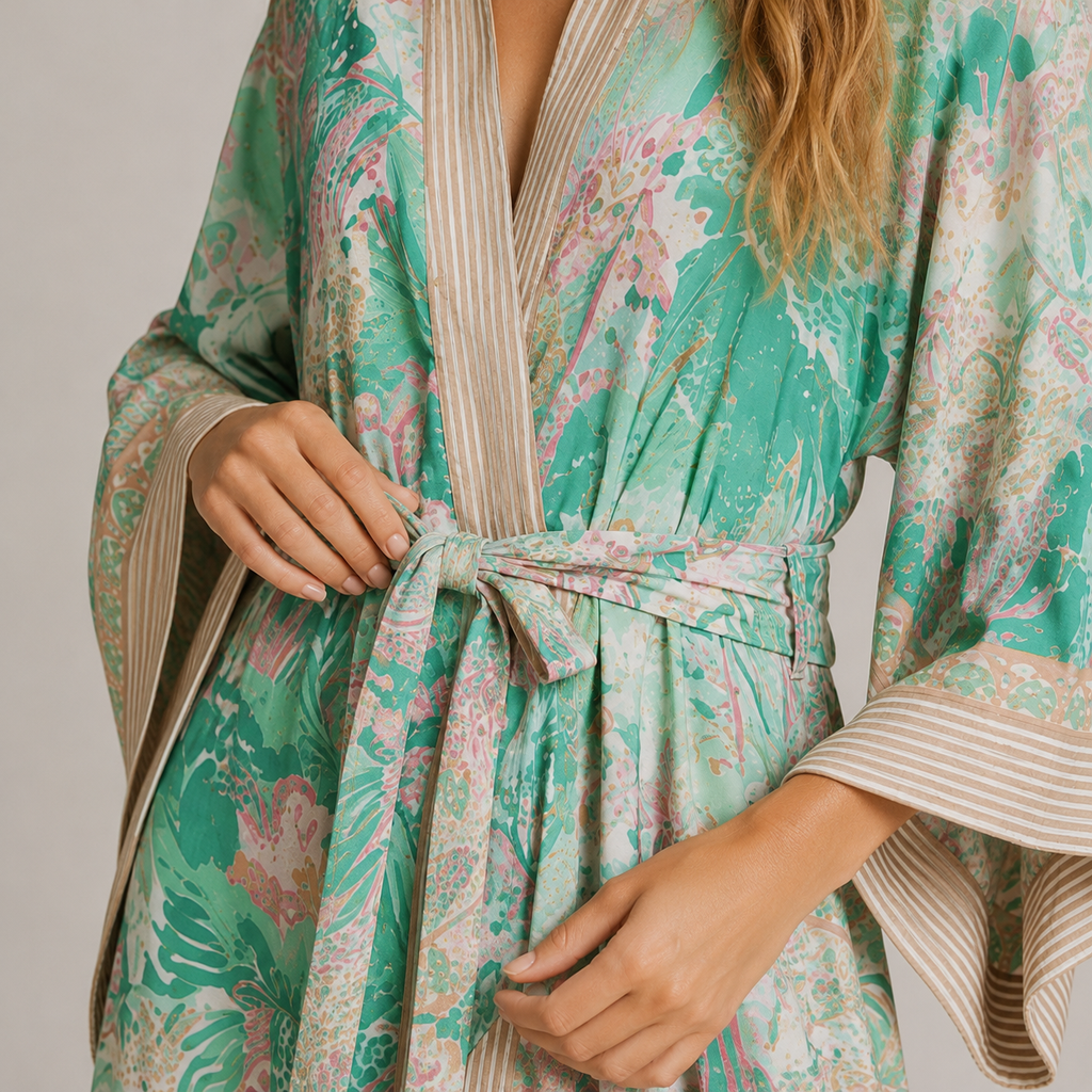 Kimono Long Floral En Mousseline