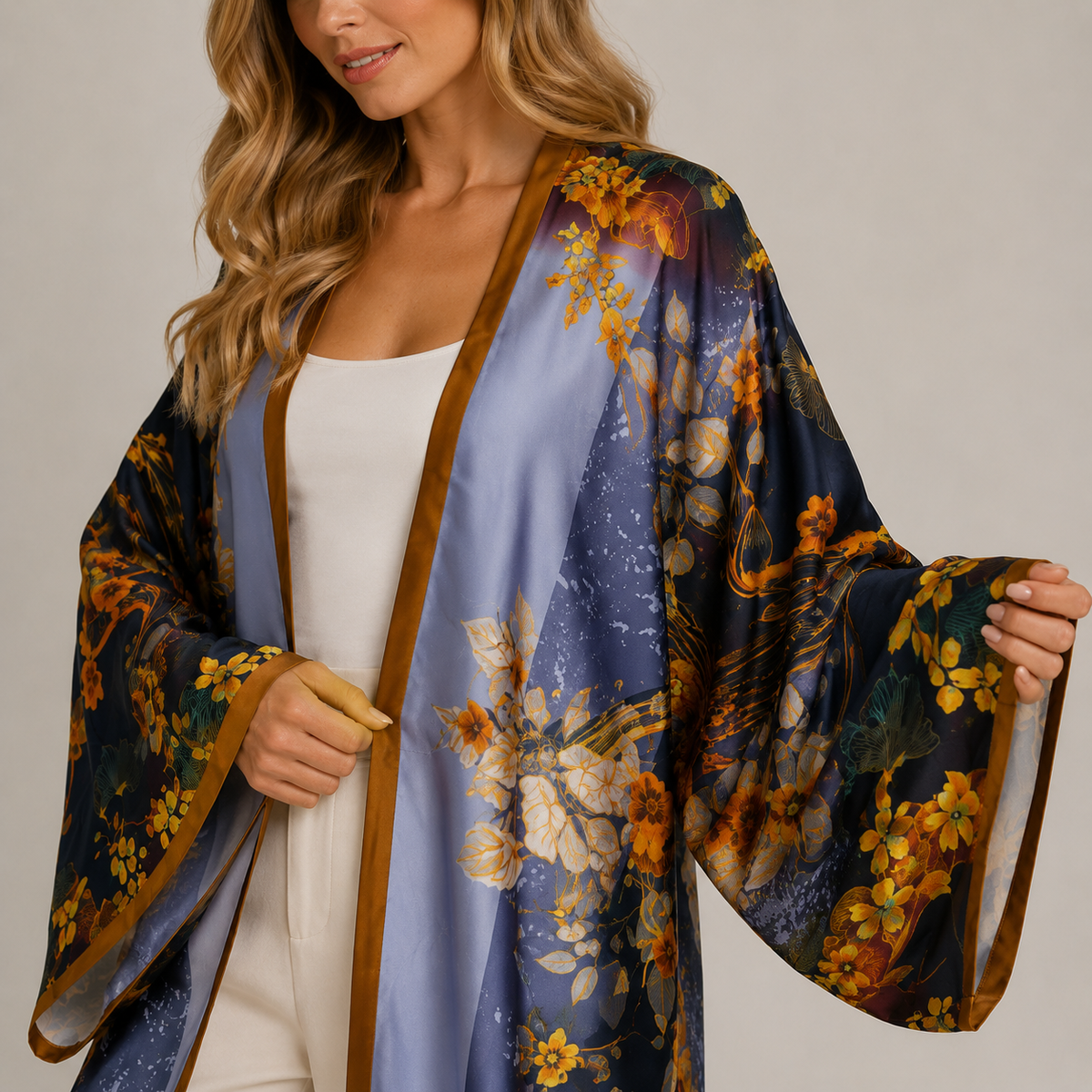 Kimono Été Imprimé Floral Long