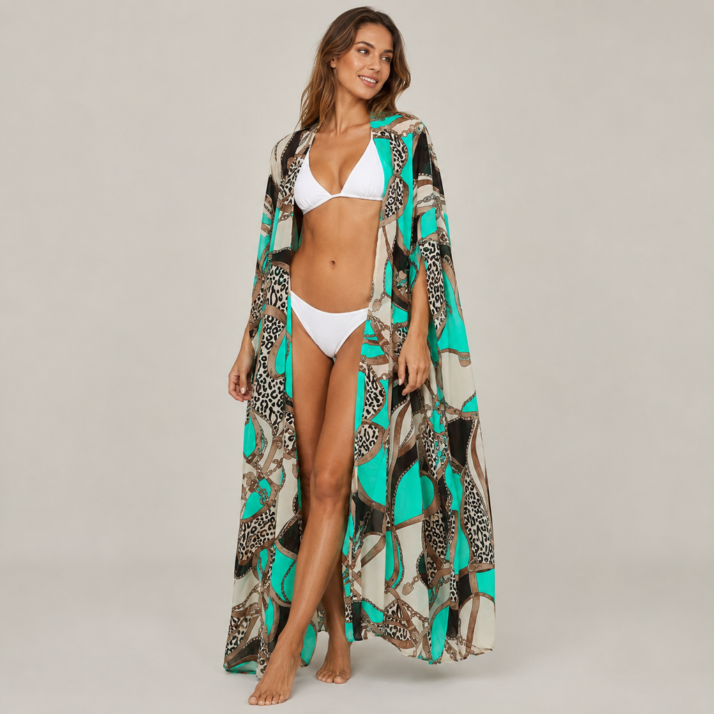 Femme Kimono Long En Mousseline