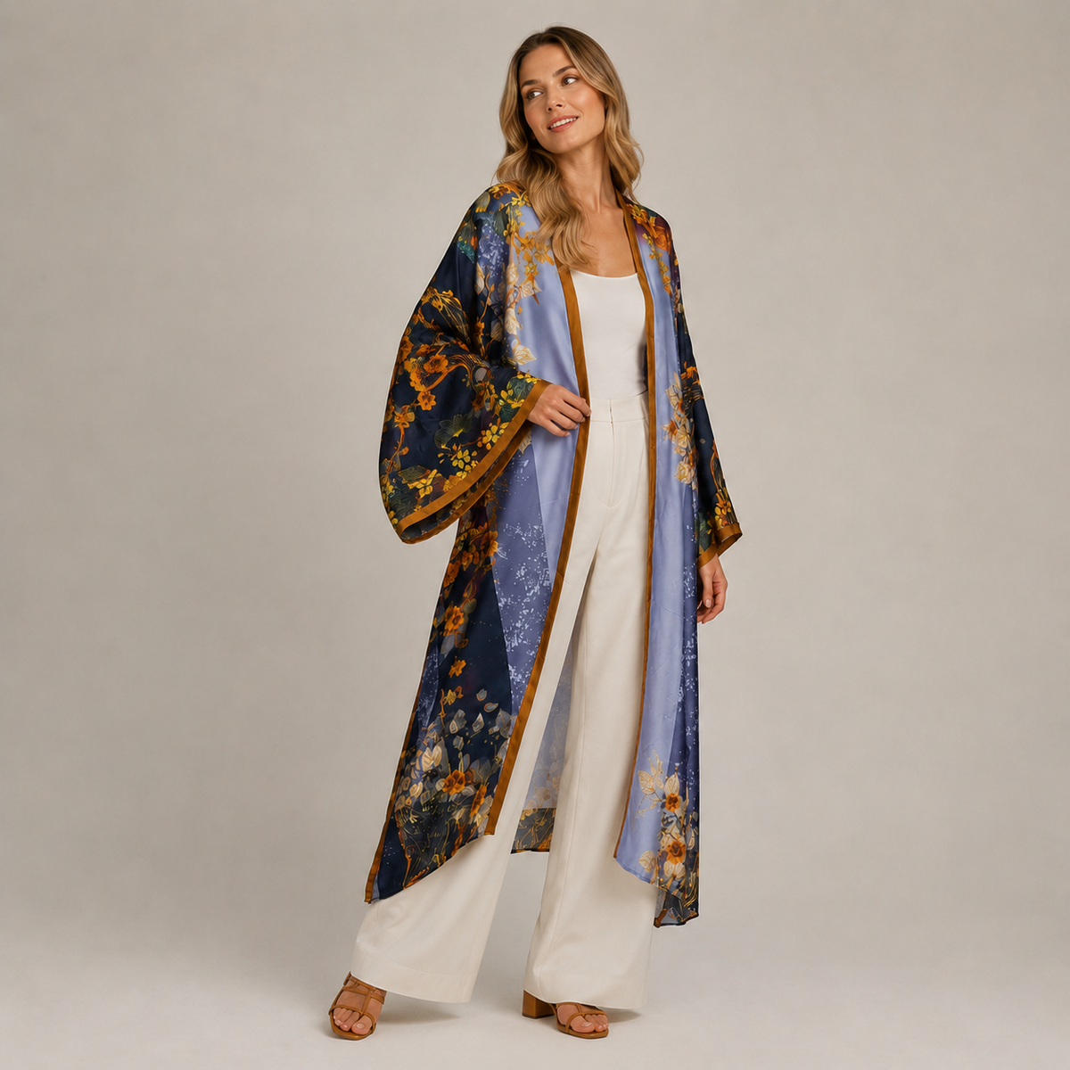 Kimono Été Imprimé Floral Long
