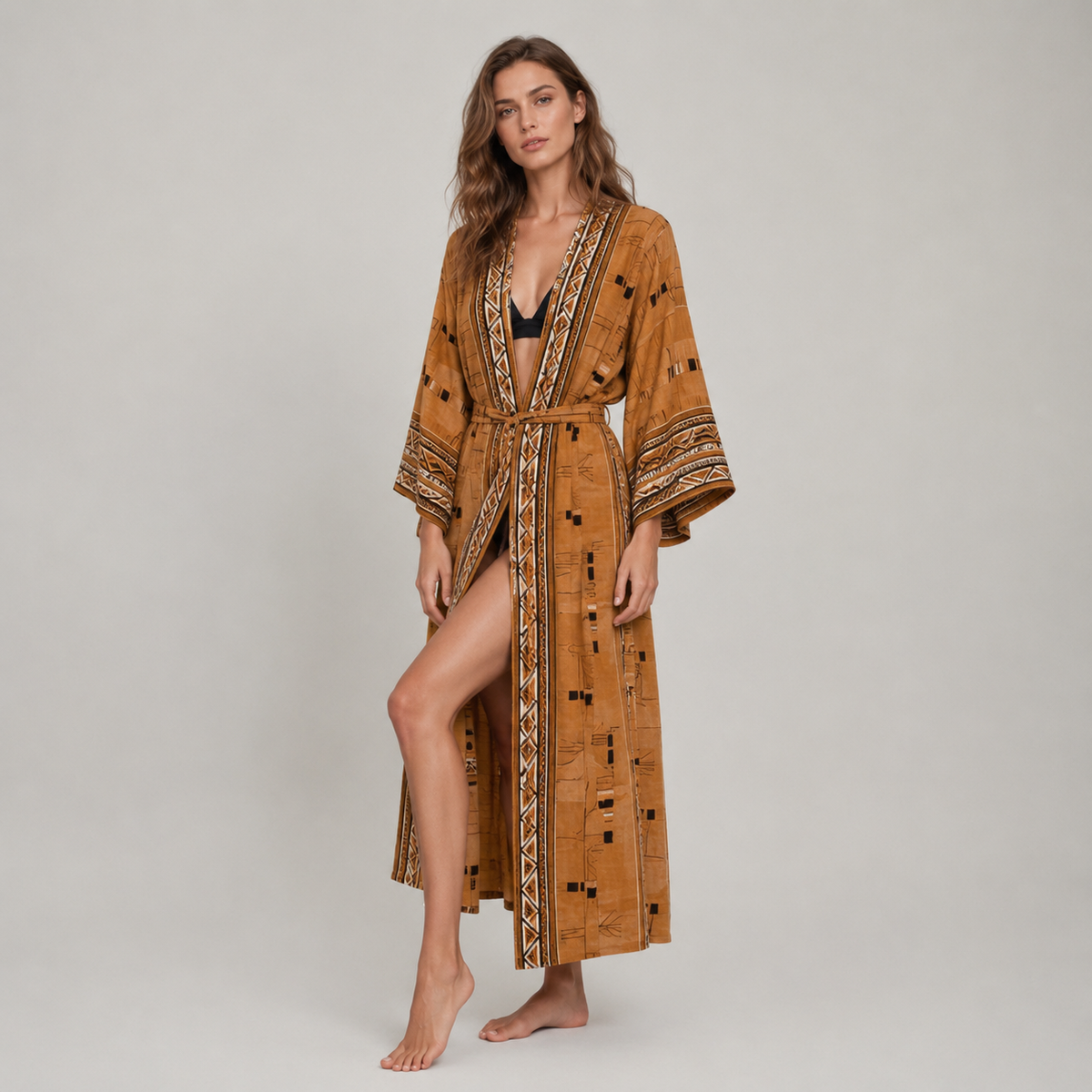 Kimono Femme Camel