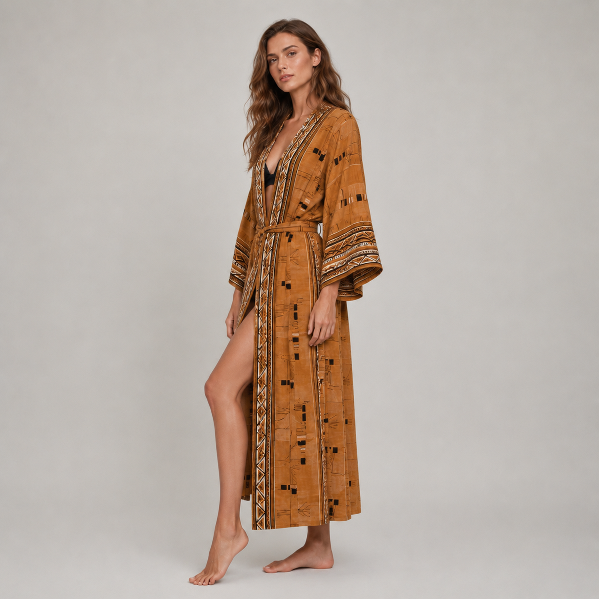 Kimono Femme Camel