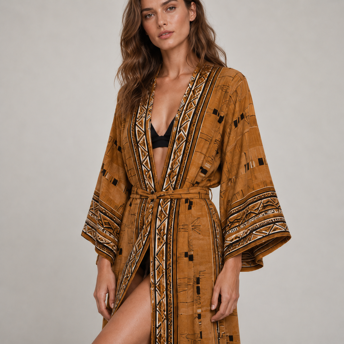 Kimono Femme Camel