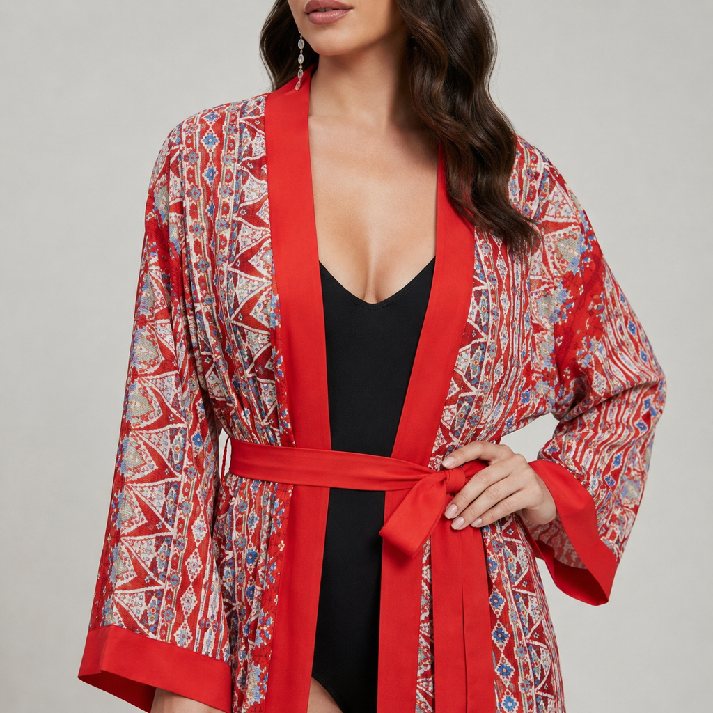 kimono Plage Rouge