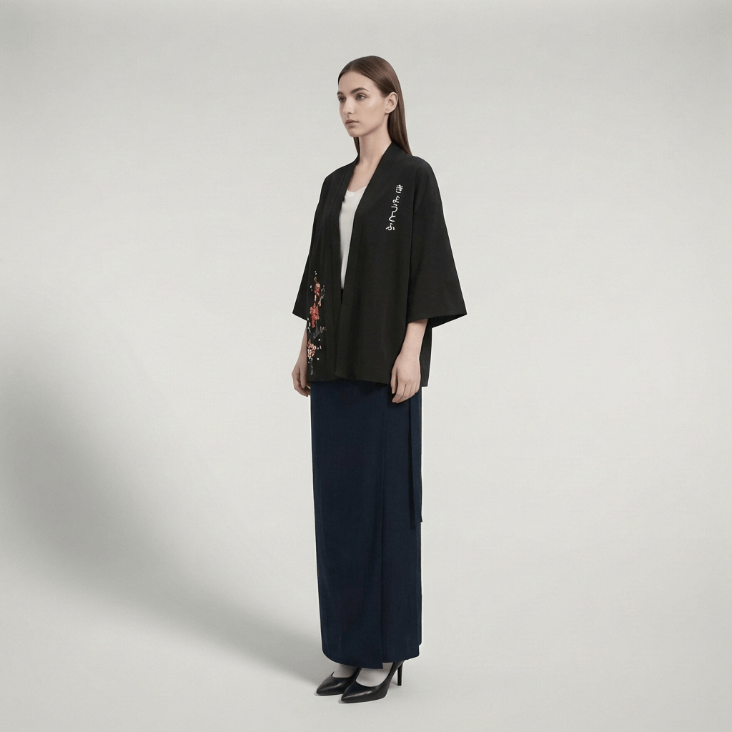 Cardigan Kimono Noir Court Femme