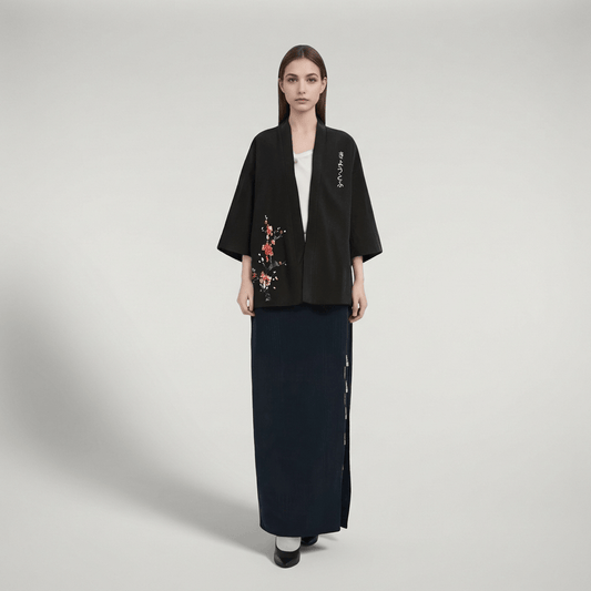 Cardigan Kimono Noir Court Femme
