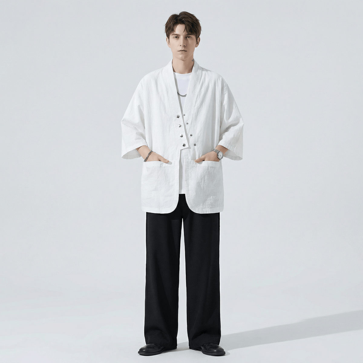 Chemise Kimono Blanche Homme