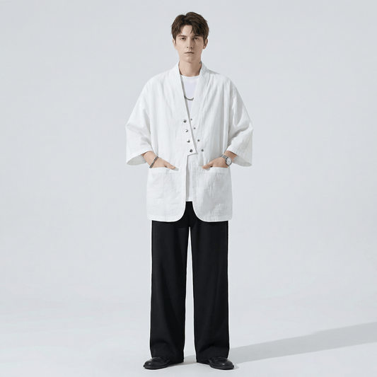 Chemise Kimono Blanche Homme