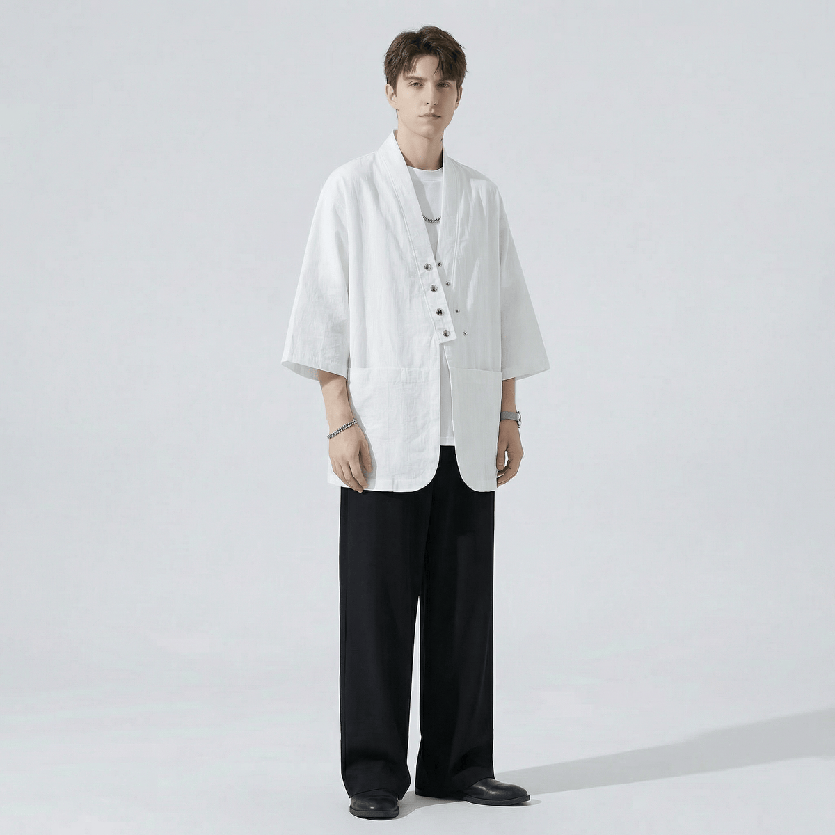 Chemise Kimono Blanche Homme