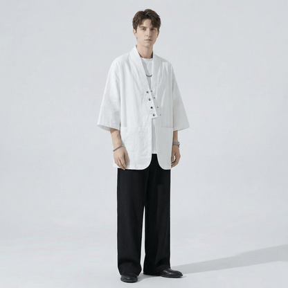 Chemise Kimono Blanche Homme