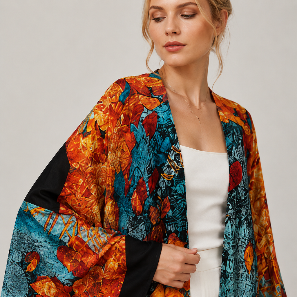 Kimono Imprimé À Manches Chauve-Souris