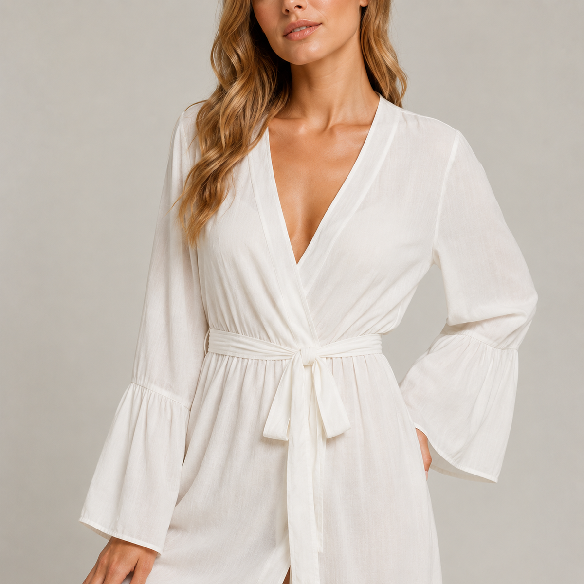 Kimono Pour La Plage Long Blanc