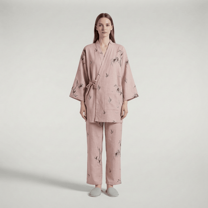 Motif de bambou sur rose pâle