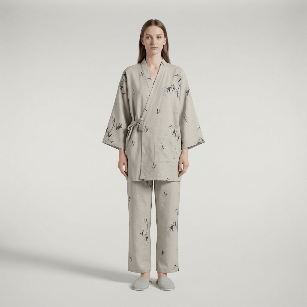 Motif de bambou sur gris clair