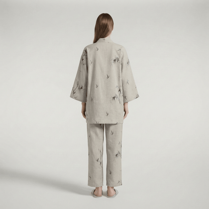 Motif de bambou sur gris clair