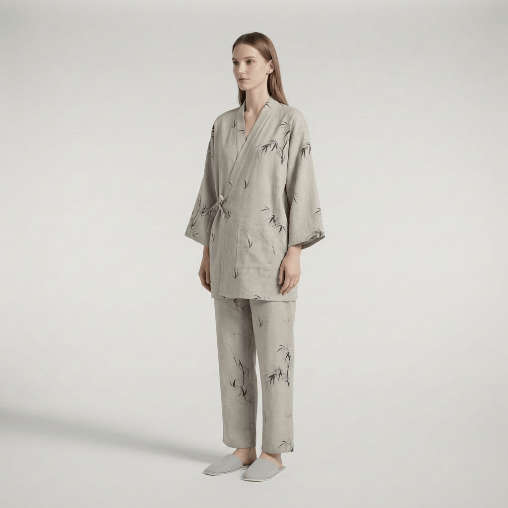 Motif de bambou sur gris clair