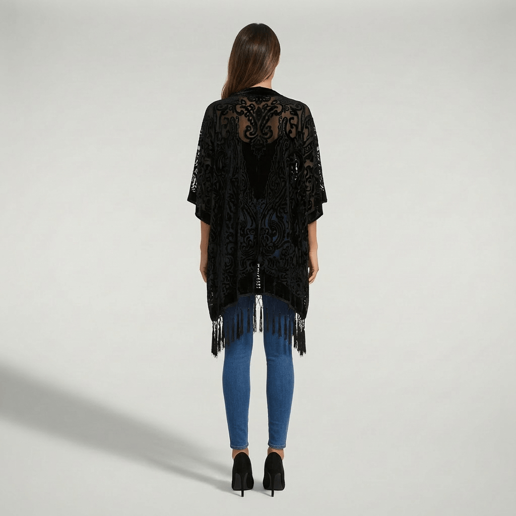 Gilet Kimono Noir Femme