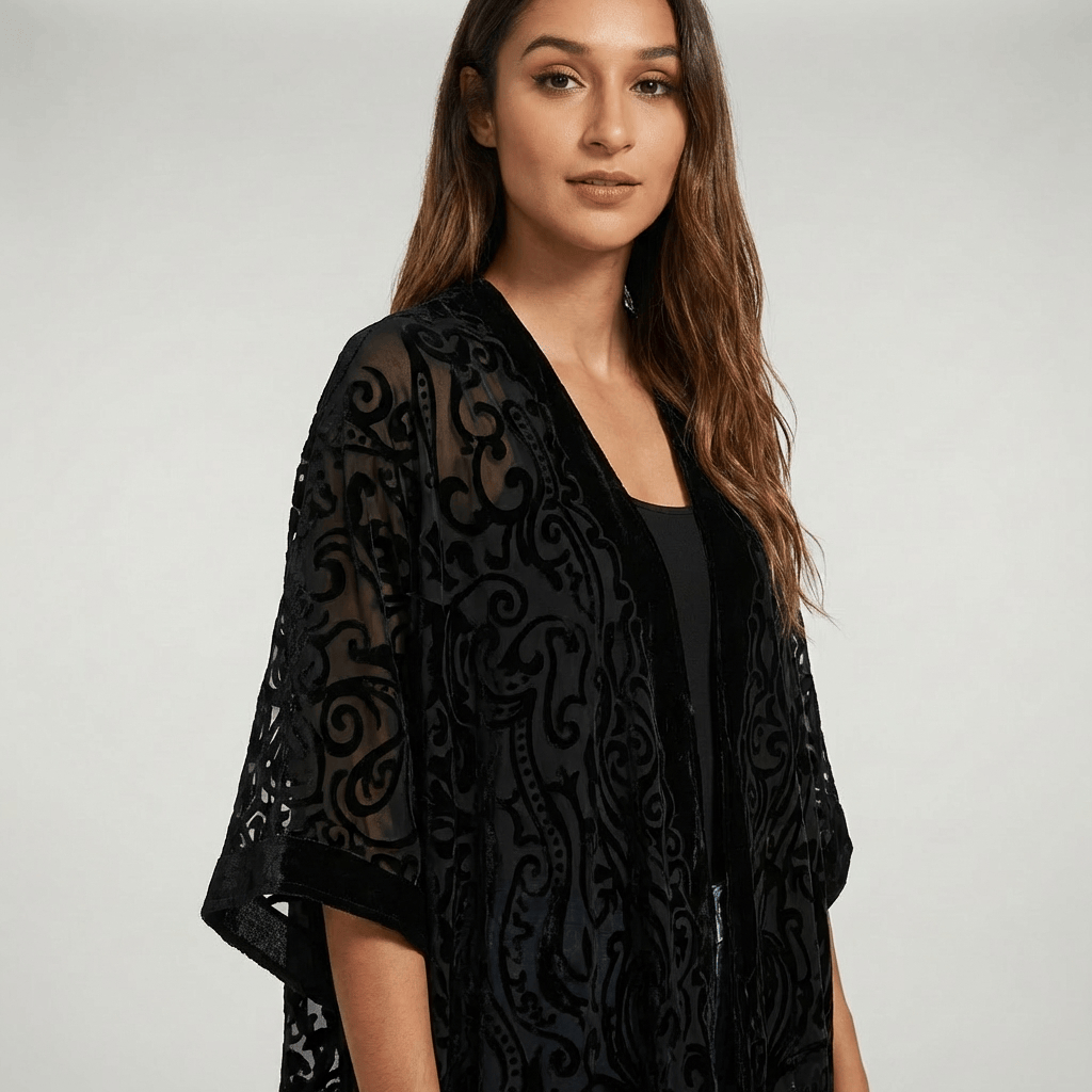 Gilet Kimono Noir Femme