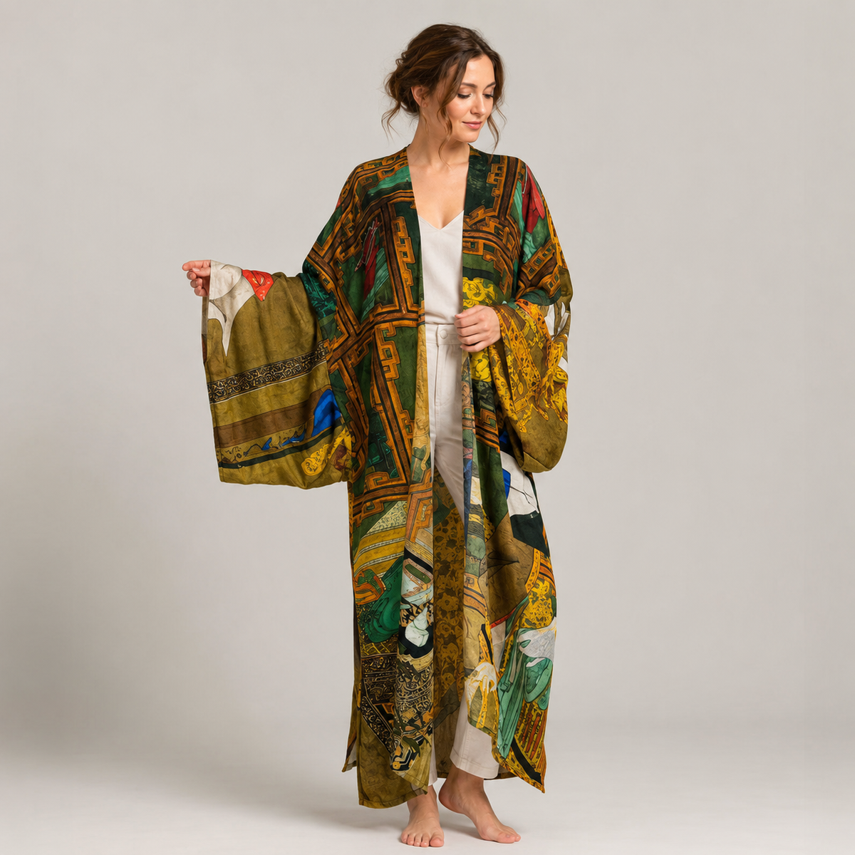 Kimono Style Bohème Manches Chauve-Souris — vue 1