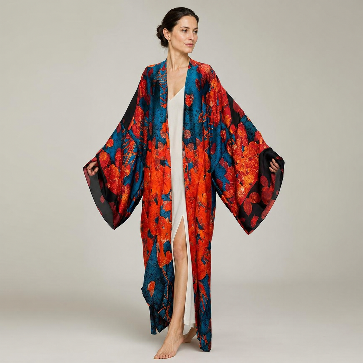 Kimono Long À Imprimé Floral — vue 1