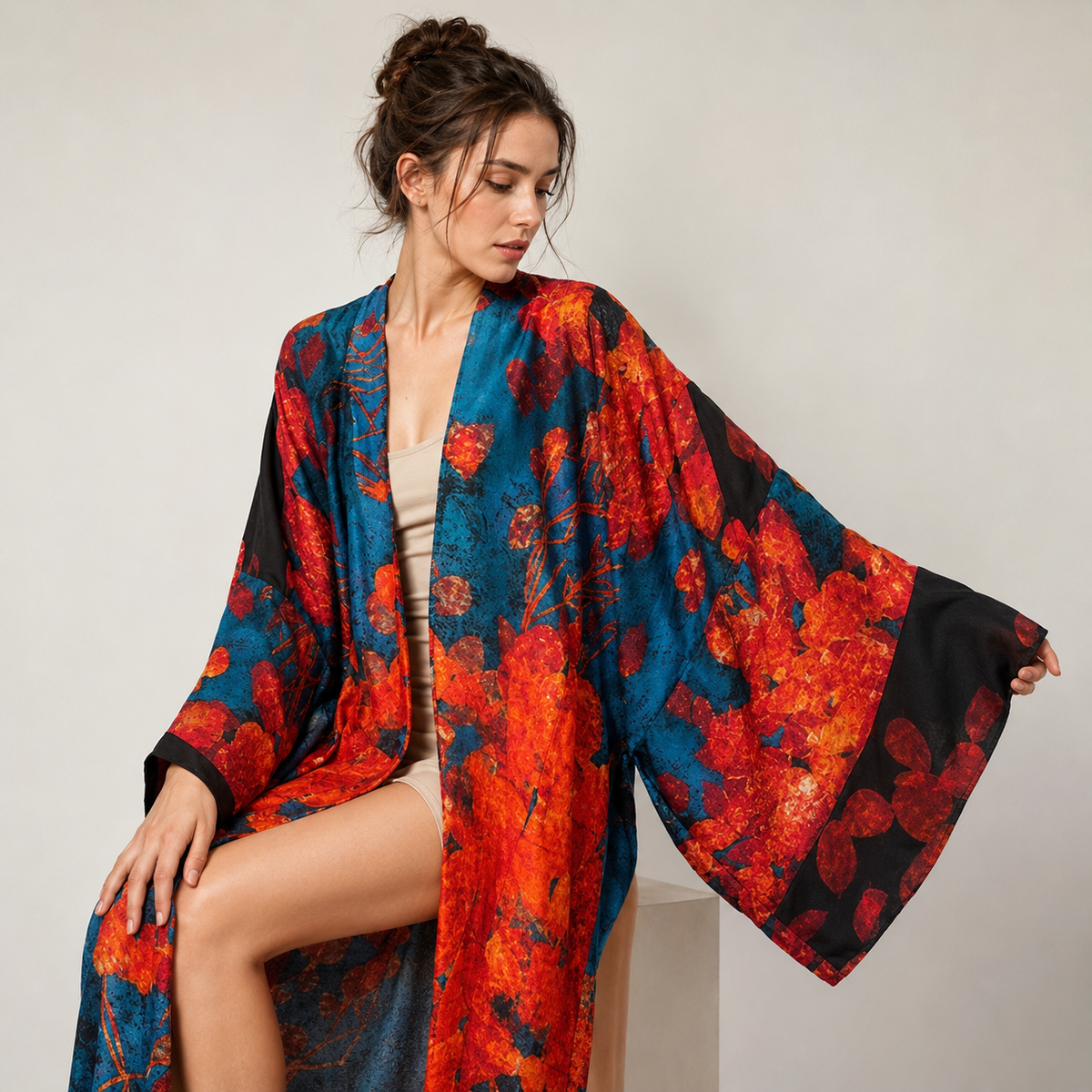 Kimono Long À Imprimé Floral — vue 3