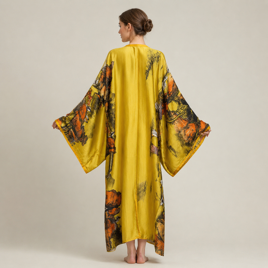 Kimono Long Imprimé jaune — vue 2