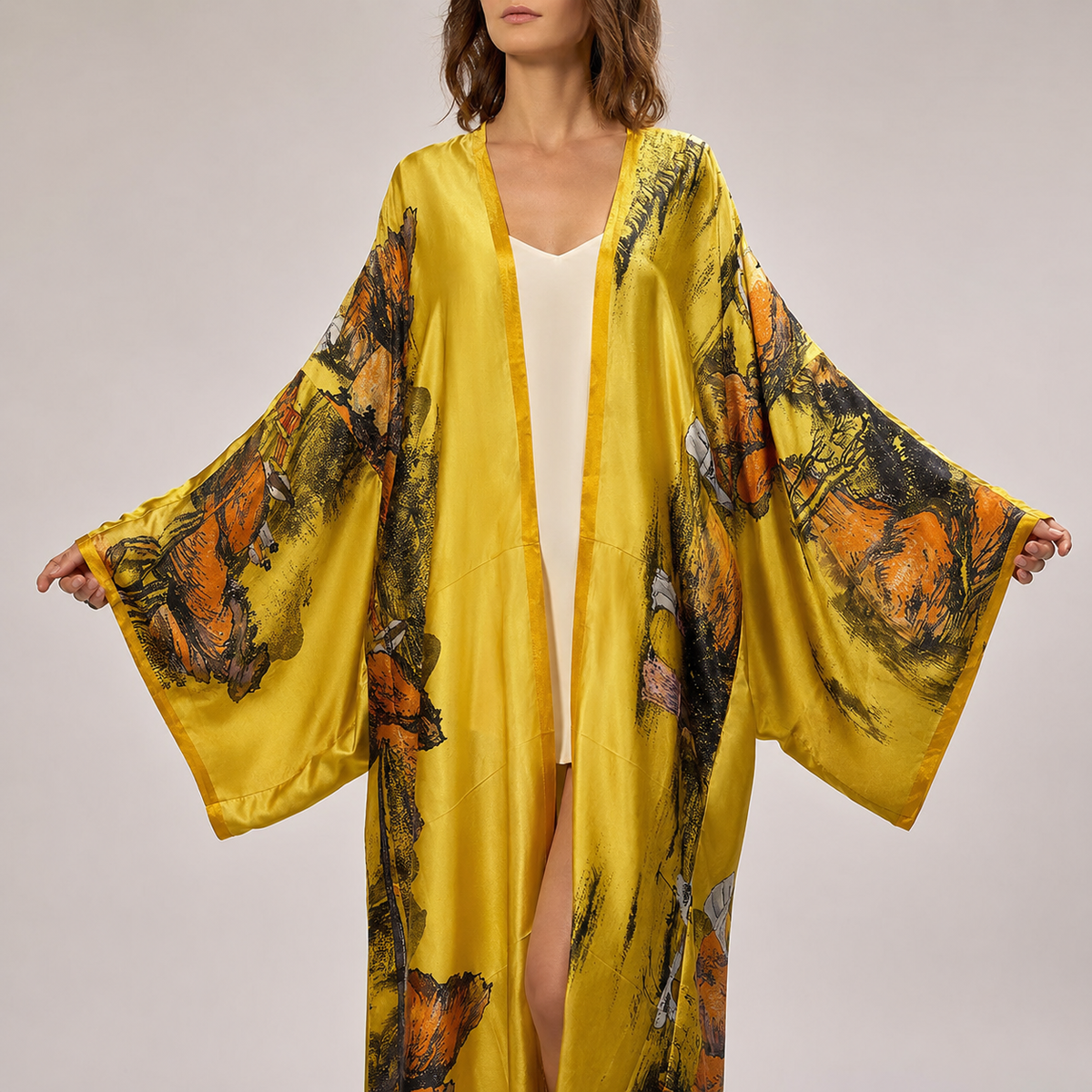 Kimono Long Imprimé jaune — vue 4