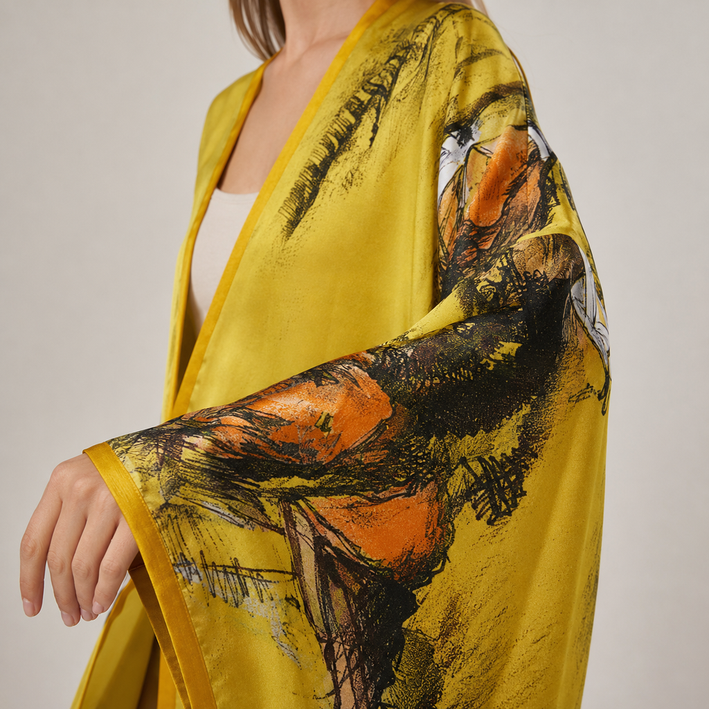 Kimono Long Imprimé jaune — vue 5