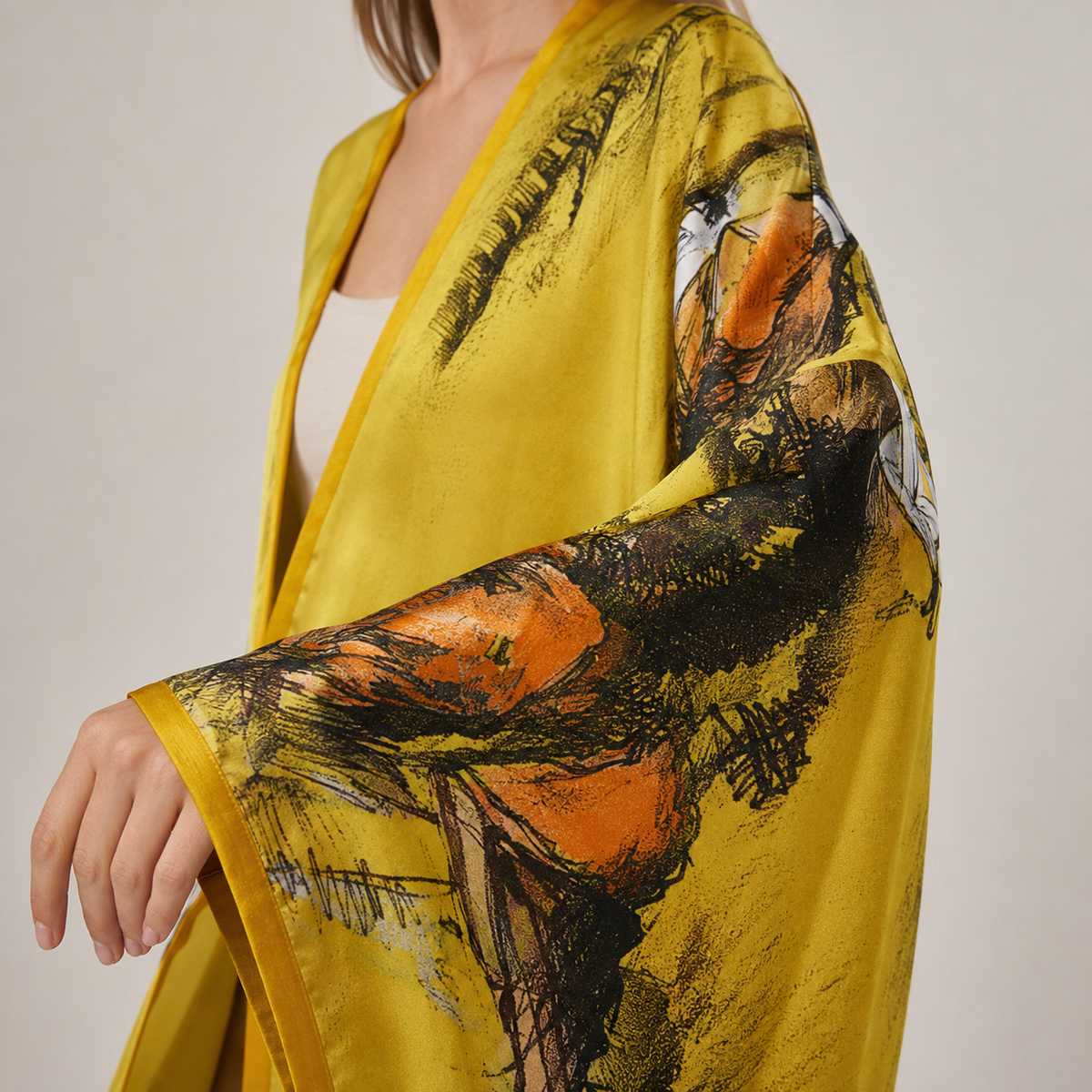 Kimono Long Imprimé jaune — vue 5