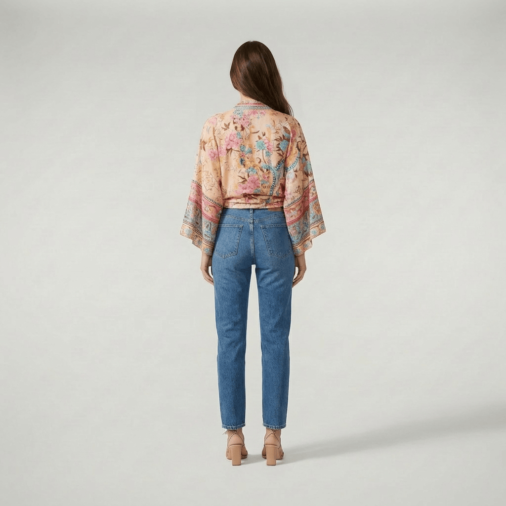 Kimono Court Fleuri Femme