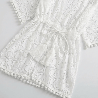Kimono De Plage Blanc Dentelle