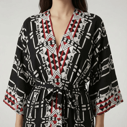 Kimono Femme Long Noir Et Blanc