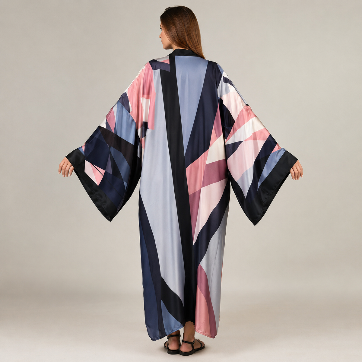 Kimono Géométrique Rose Bleu Nuit — vue dos