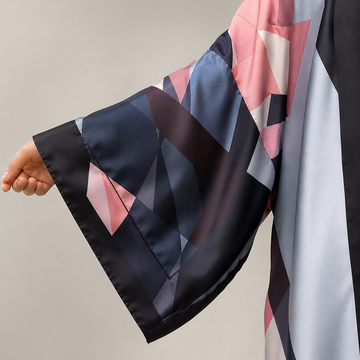 Kimono Géométrique Rose Bleu Nuit — finition