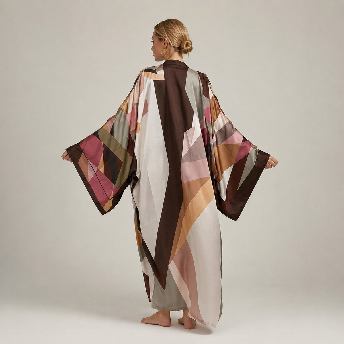 Kimono Géométrique Rose Taupe — vue dos