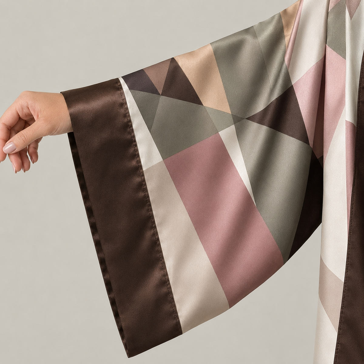 Kimono Géométrique Rose Taupe — finition