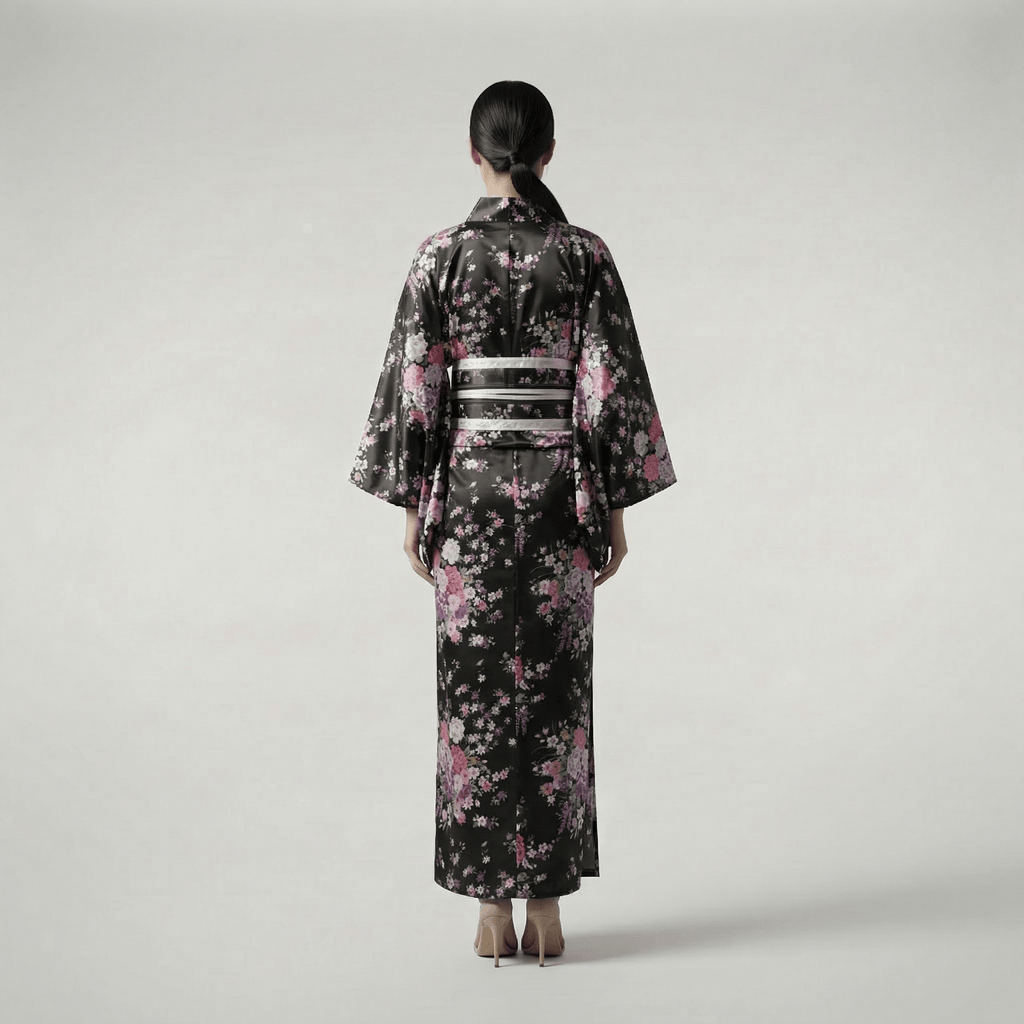 Kimono Japonais Femme Traditionnel Noir