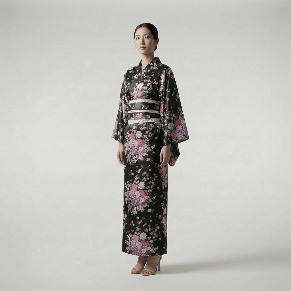 Kimono Japonais Femme Traditionnel Noir
