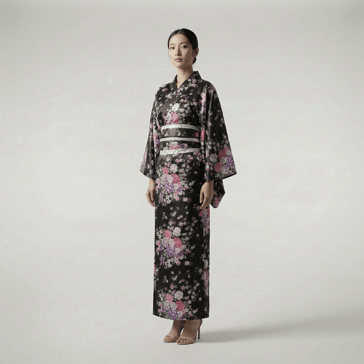 Kimono Japonais Femme Traditionnel Noir