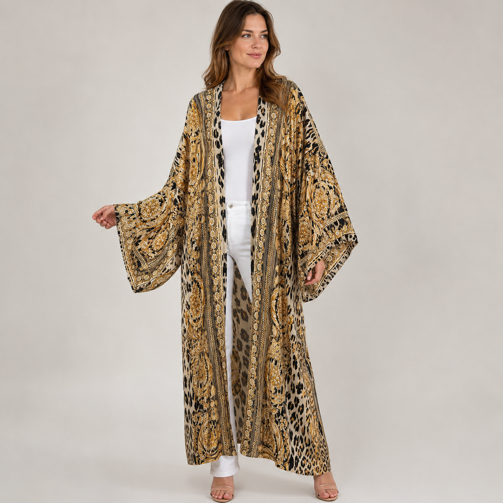 Kimono long léopard baroque — vue principale
