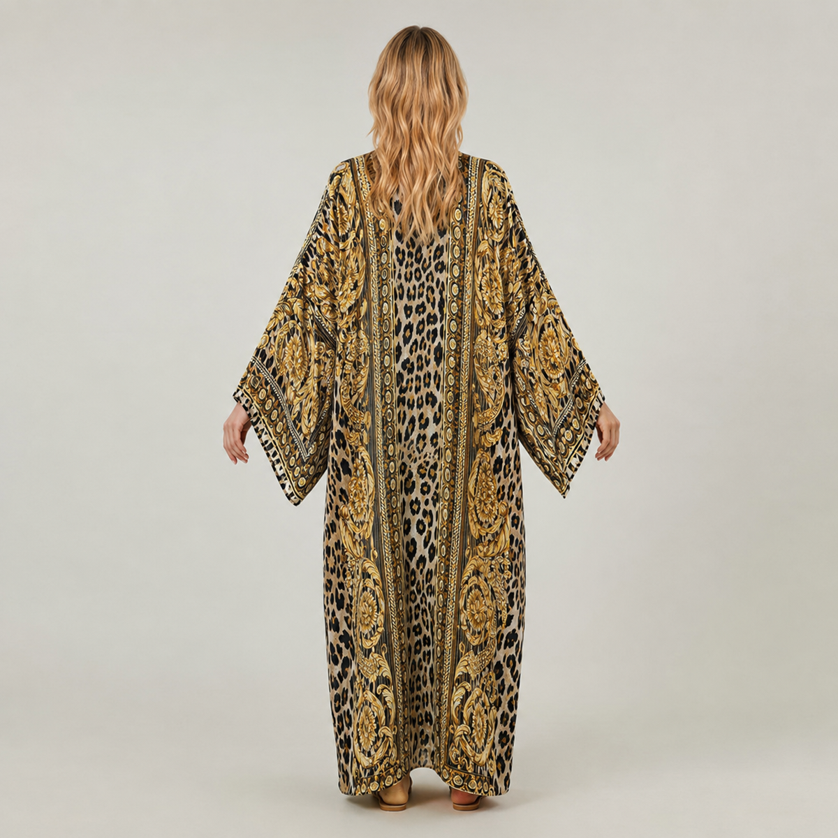 Kimono long léopard baroque — vue dos