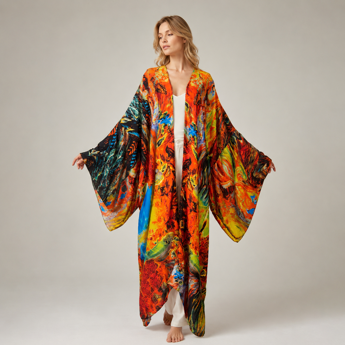 Kimono plage long imprimé — vue principale