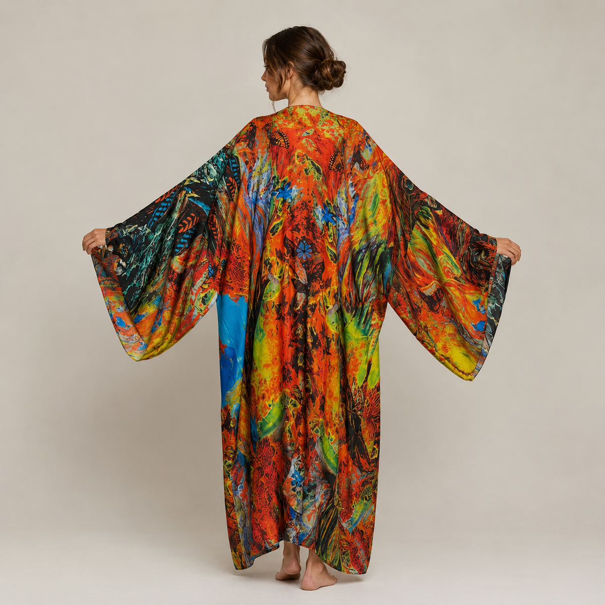 Kimono plage long imprimé — vue dos