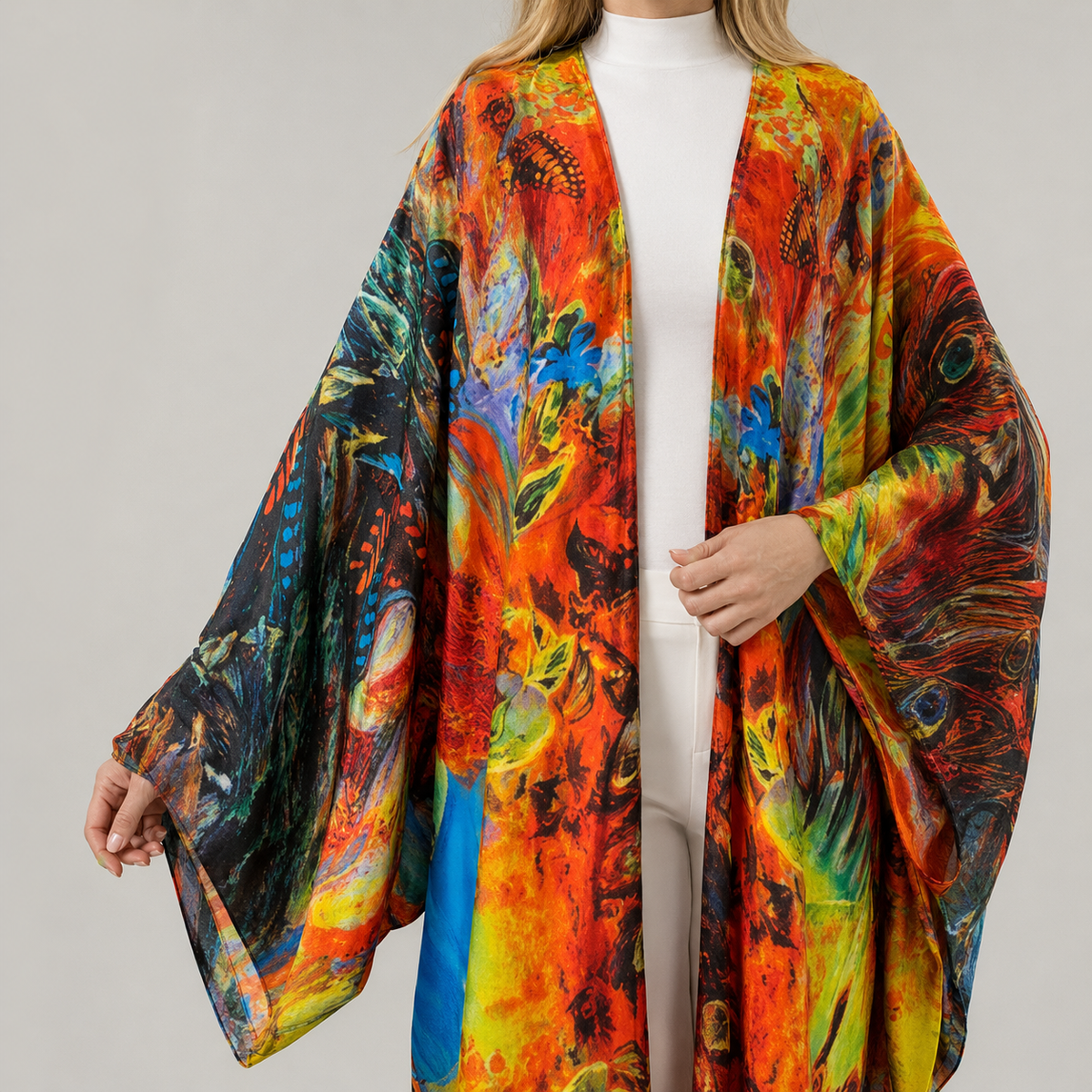 Kimono plage long imprimé — matière